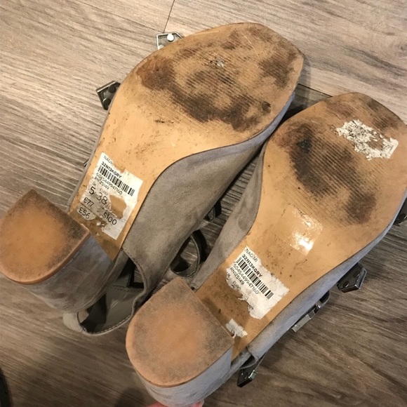 Topshop Cream Buckled Heeled Booties Size 8 - Picture 8 of 8